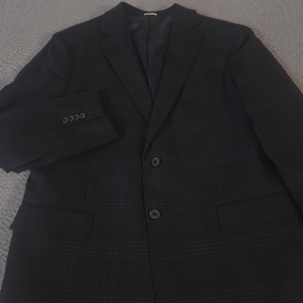 Joseph Abboud Sport Coat Mens 44R Black Plaid Heritage Wool 2-Button Double Vent
